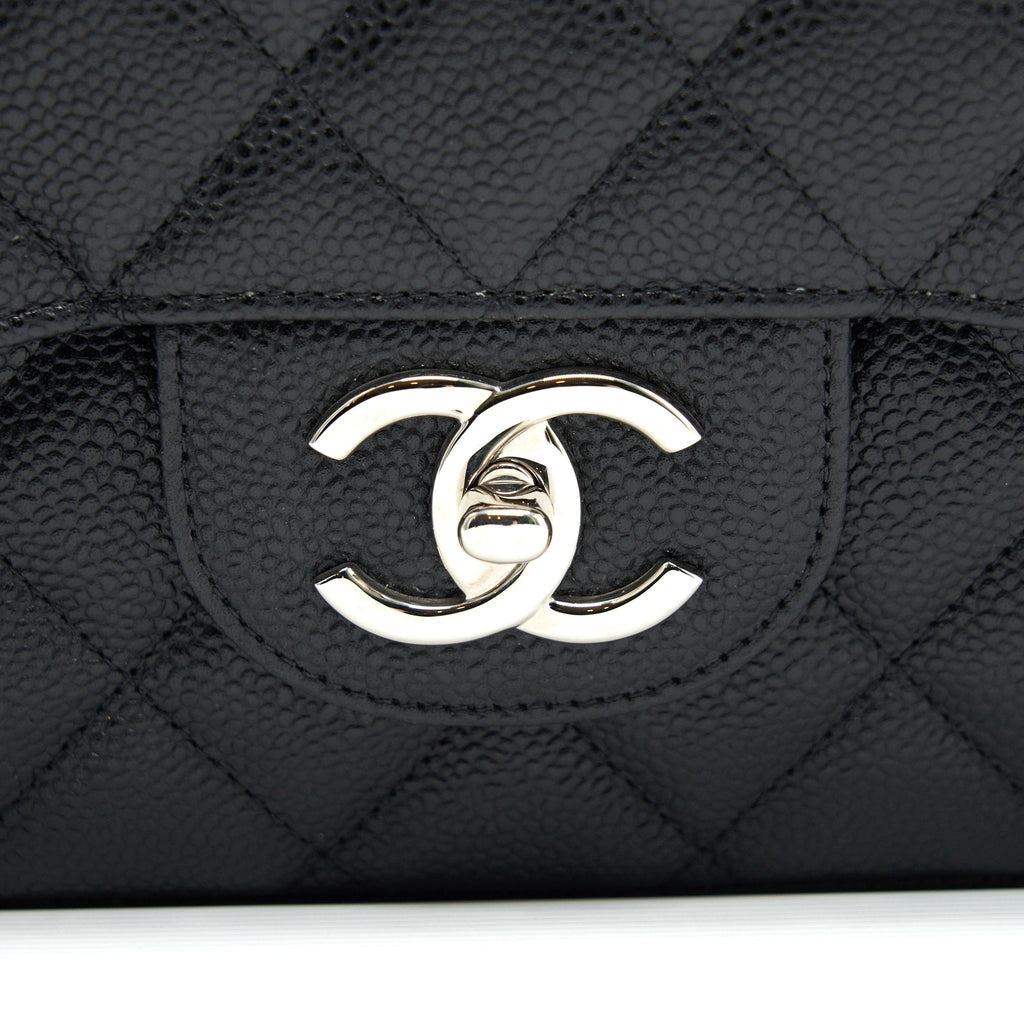 CHANEL CAVIER CLASSIC MAXI DOUBLE FLAP BAG BLACK SHW