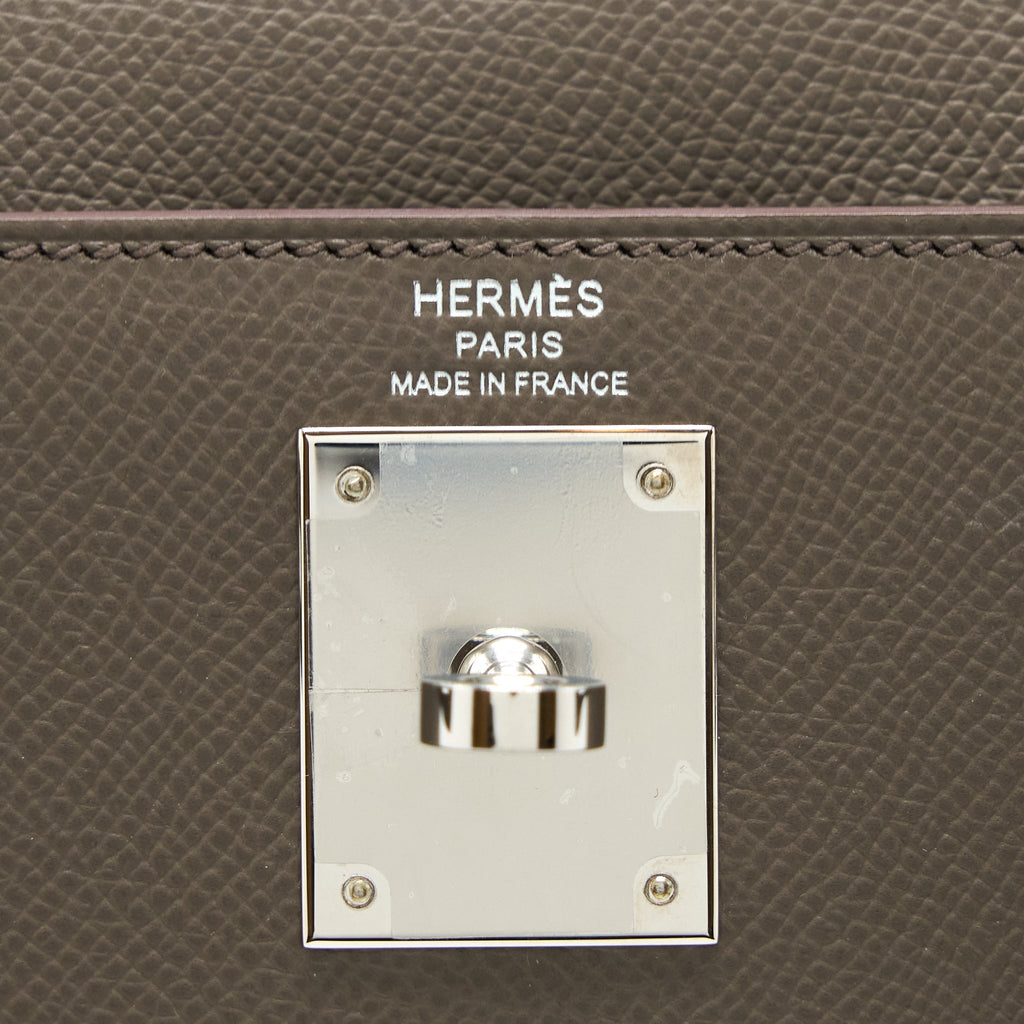 Hermes Kelly 28 Epsom 8F Gris Etain SHW
