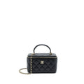 CHANEL 22A TOP HANDLE LONG VANITY WITH CHAIN LAMBSKIN BLACK LGHW