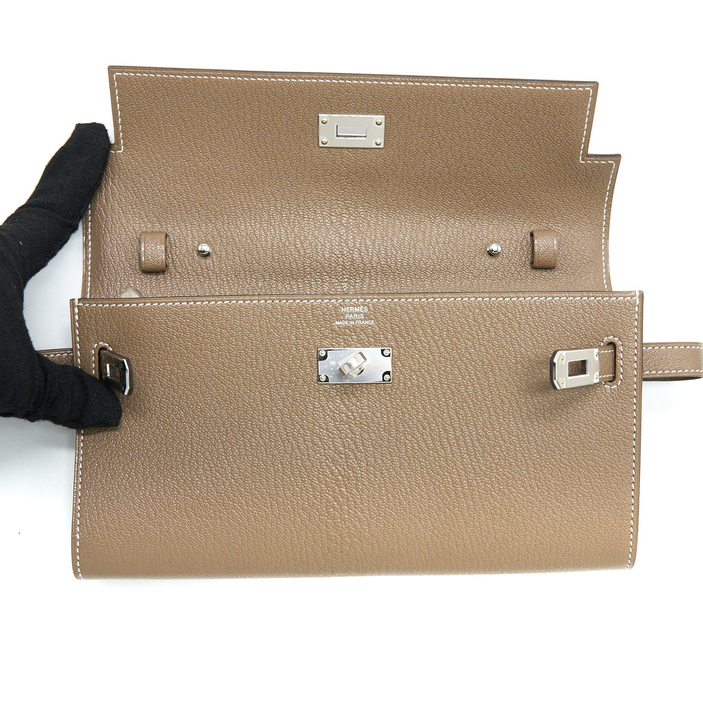 Hermes Kelly To Go Chevre Mysore Etoupe SHW