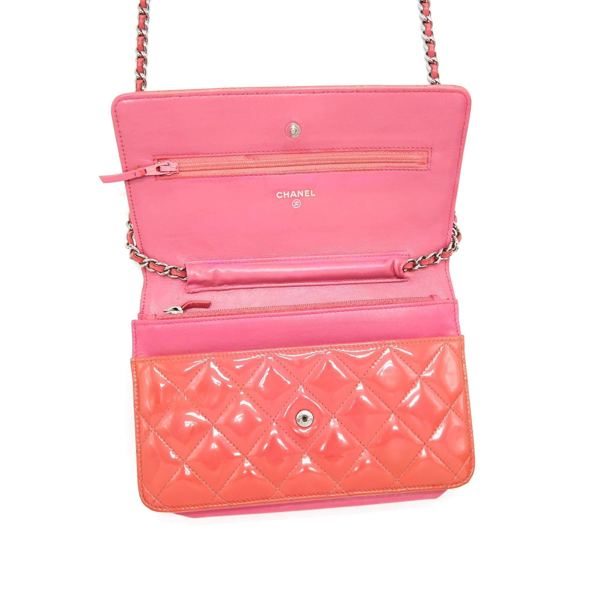 CHANEL WALLET ON CHAINS RED PATENT SHW