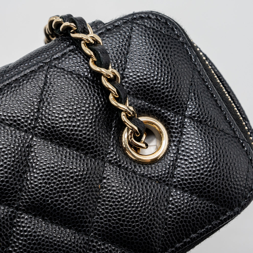 CHANEL LONG VANITY CASE CAVIAR BLACK LGHW