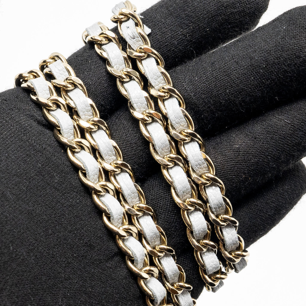 CHANEL CLASSIC WALLET ON CHAIN CAVIAR LIGHT GREY LGHW (MICROCHIP)