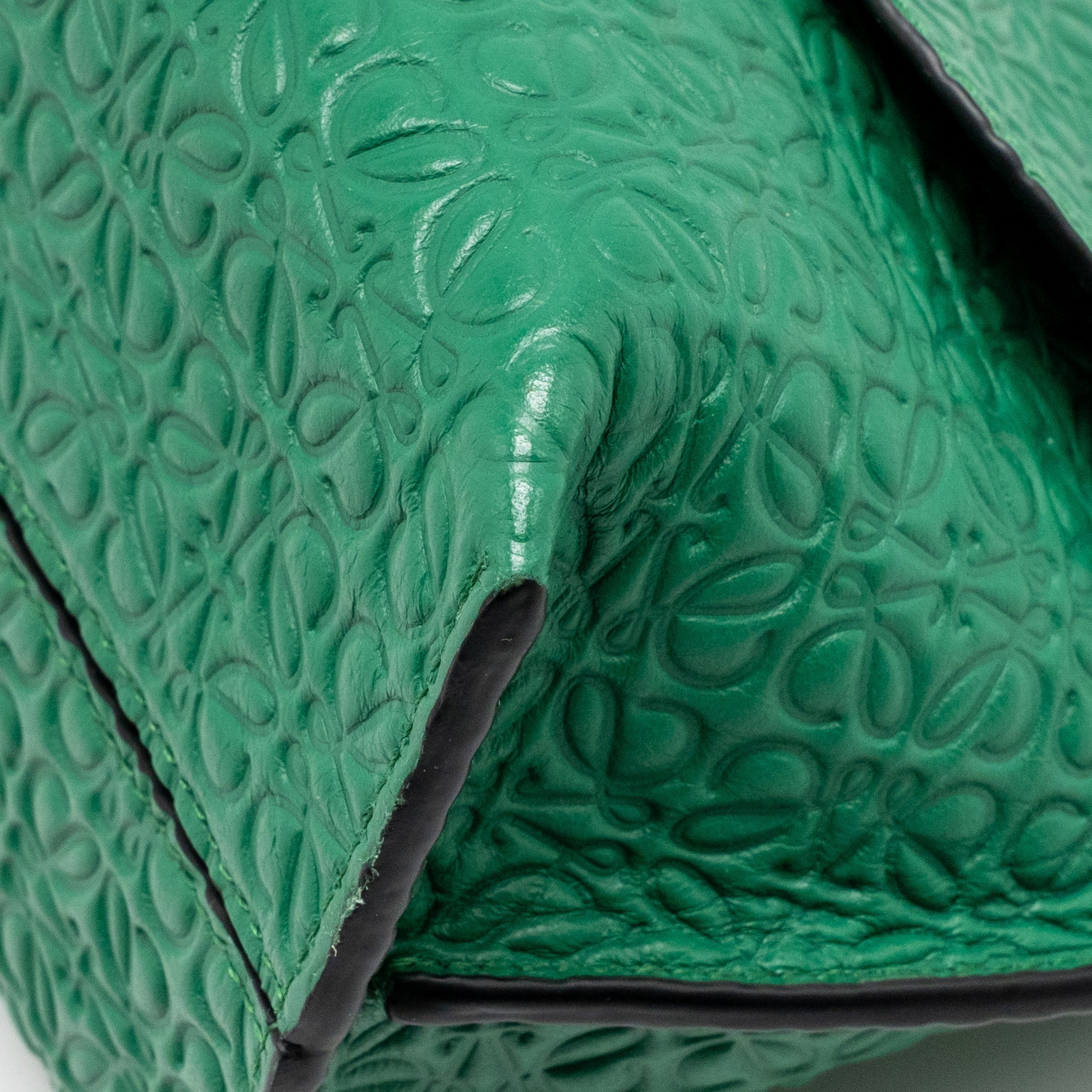 LOEWE AVENUE ANAGRAM CROSSBODY BAG EMBOSSED CALFSKIN GREEN GHW