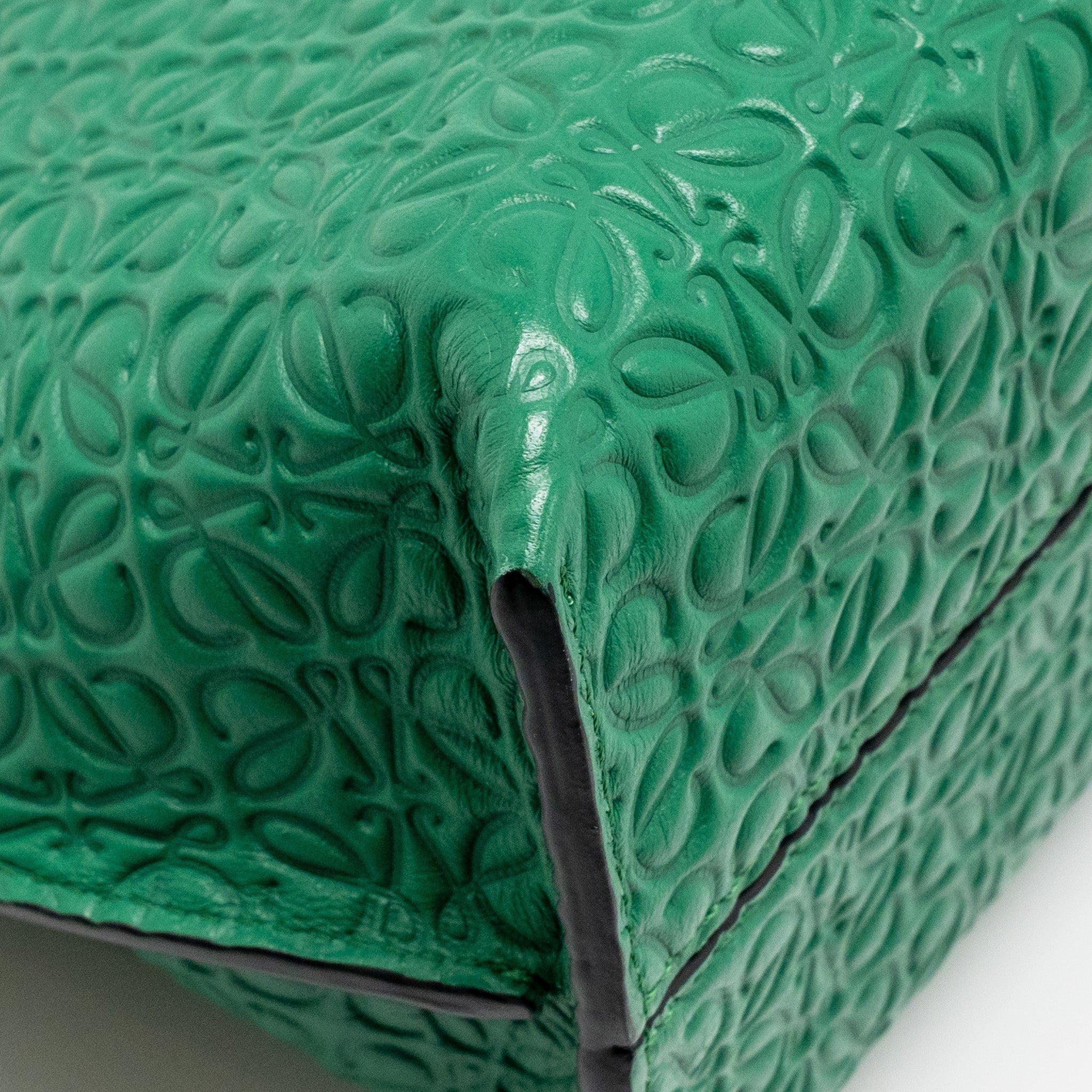 LOEWE AVENUE ANAGRAM CROSSBODY BAG EMBOSSED CALFSKIN GREEN GHW