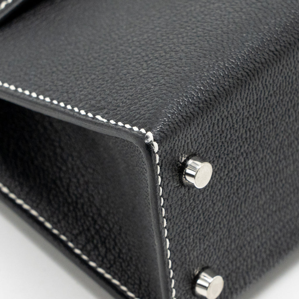Hermes Mini Kelly II Special Order Chèvre Mysore Black/Lime SHW