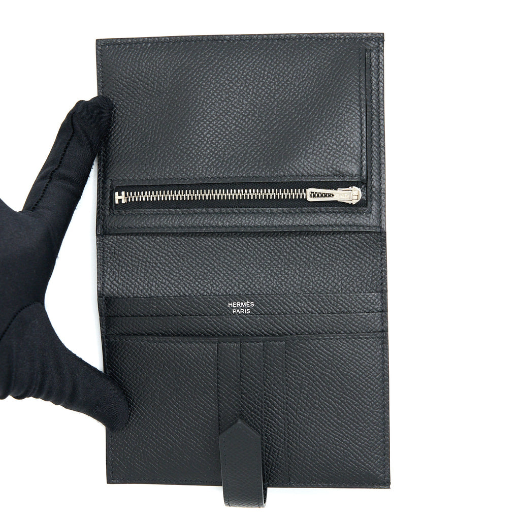 Hermes Bearn Compact Wallet Epsom Black SHW