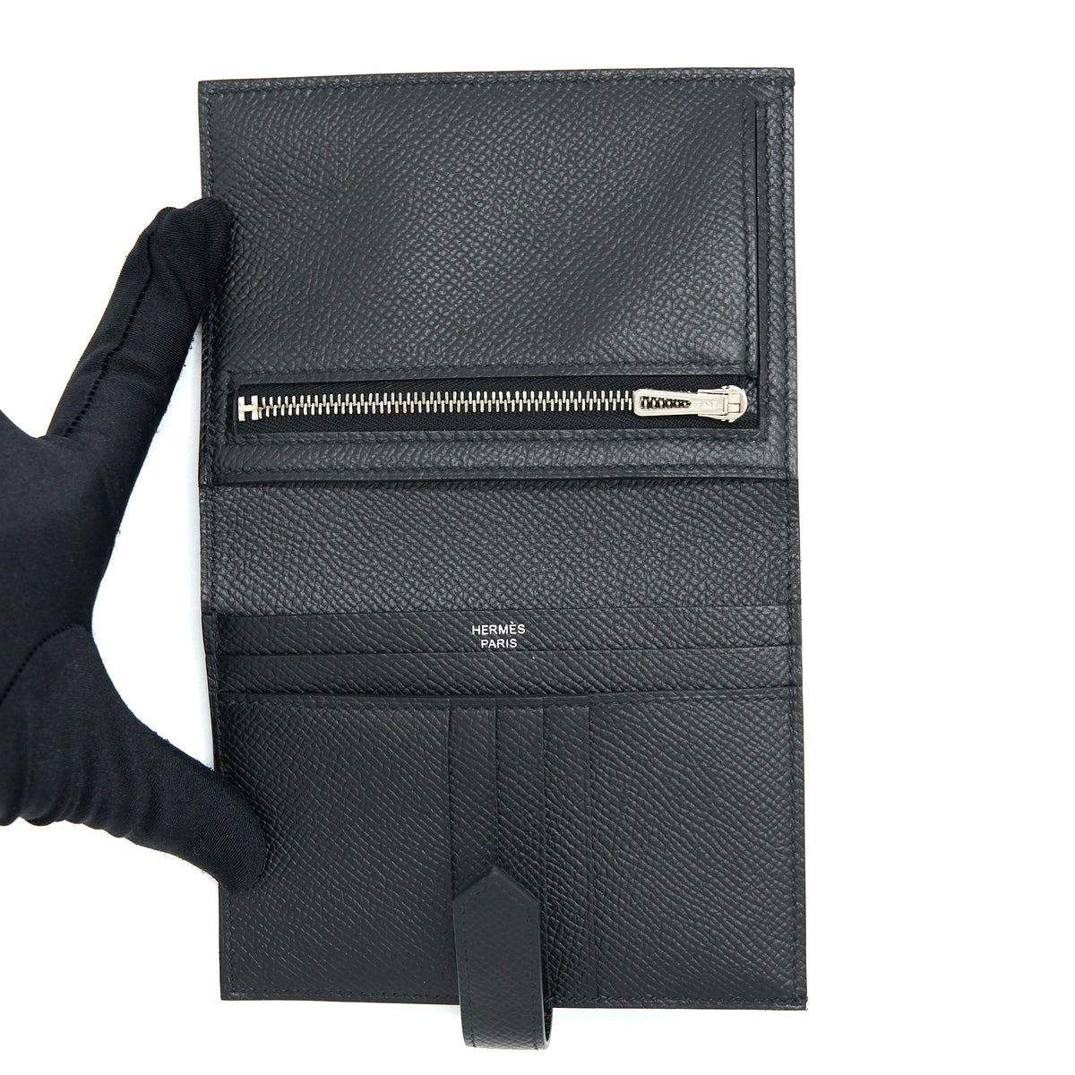 Hermes Bearn Compact Wallet Epsom Black SHW