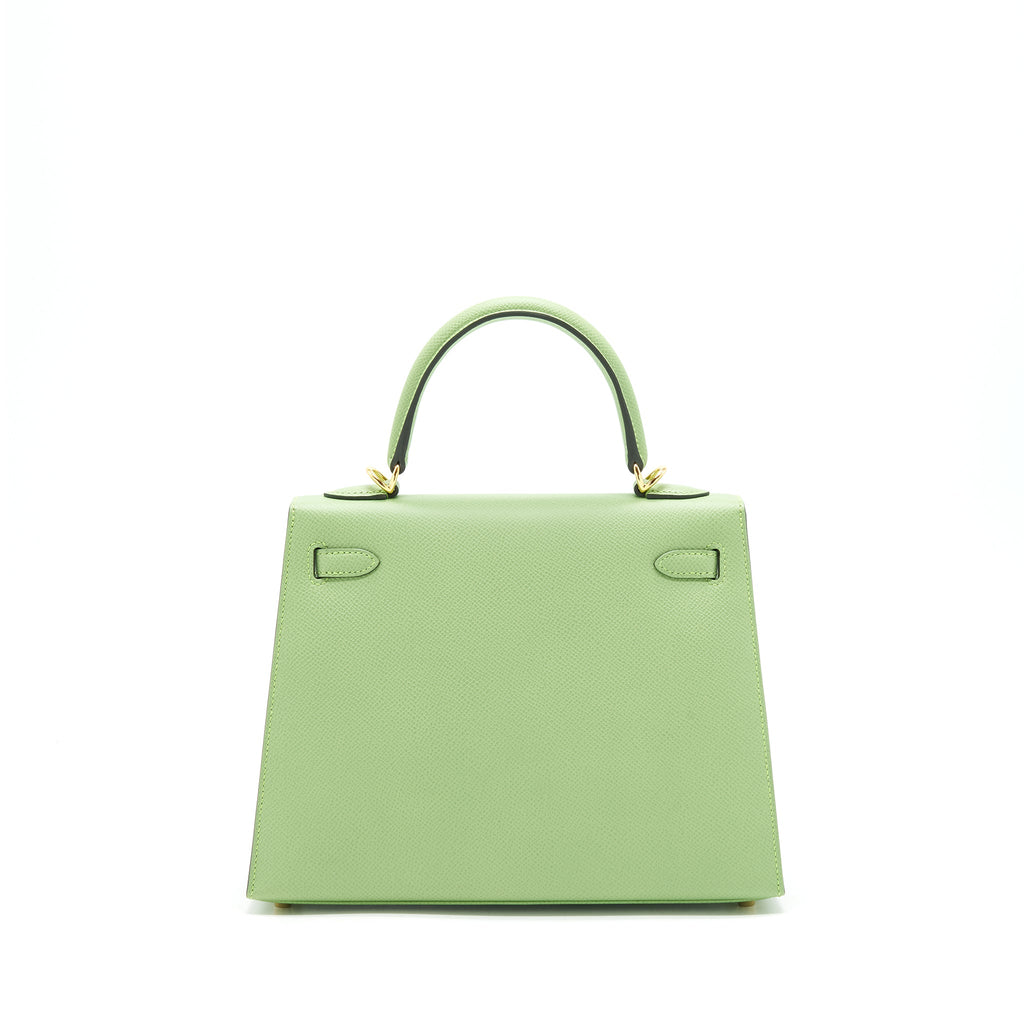 Hermes Kelly 25 Sellier Epsom vert criquet GHW