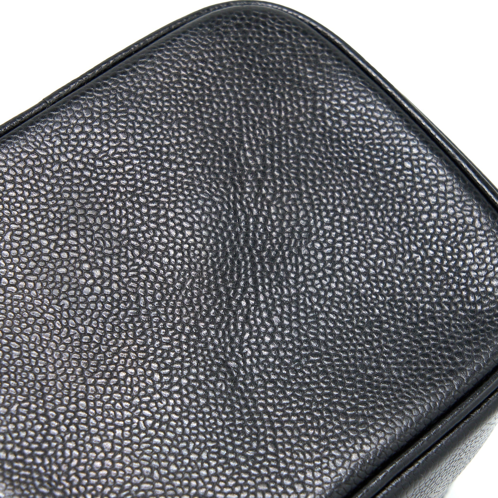 CHANEL VINTAGE VANITY CASE WITH CHAIN CAVIAR BLACK GHW