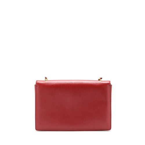 SALVATORE FERRAGAMO GINNY SAFFIANO SHOULDER BAG CALFSKIN RED GHW