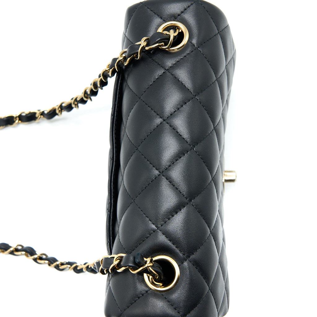 CHANEL CLASSIC MINI RECTANGULAR FLAP BAG LAMBSKIN BLACK LGHW (MICROCHIP)