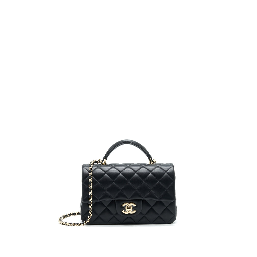 CHANEL 21K TOP HANDLE MINI RECTANGULAR FLAP BAG BLACK GHW