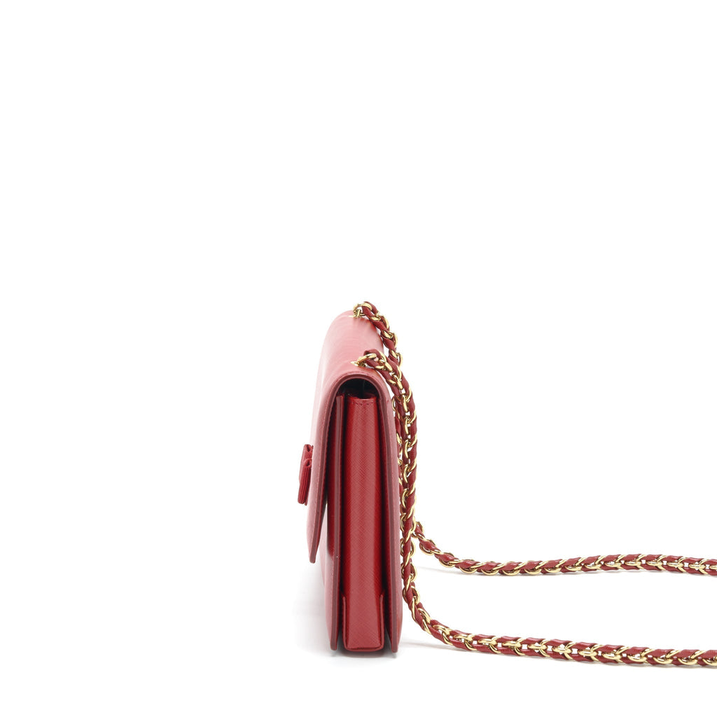 SALVATORE FERRAGAMO GINNY SAFFIANO SHOULDER BAG CALFSKIN RED GHW