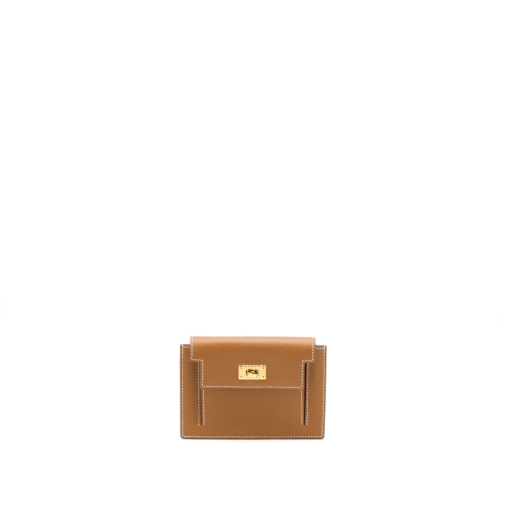 HERMES KELLY POCKET COMPACT EPSOM GOLD GHW