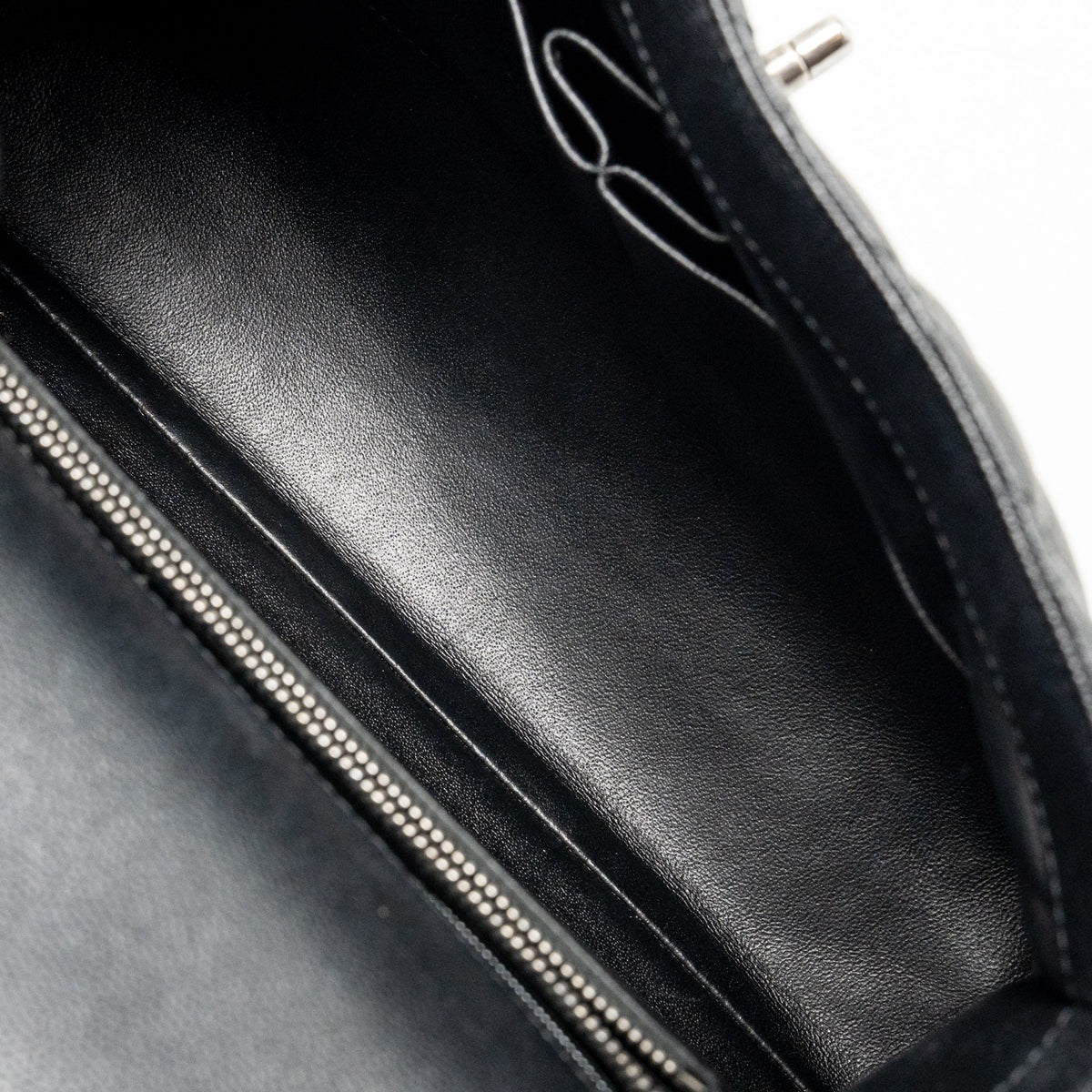 Chanel Large Coco Handle Flap Bag Lizard Embossed Handle Caviar Black Ruthenium Hardware