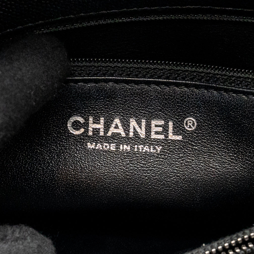 Chanel Large Coco Handle Flap Bag Lizard Embossed Handle Caviar Black Ruthenium Hardware