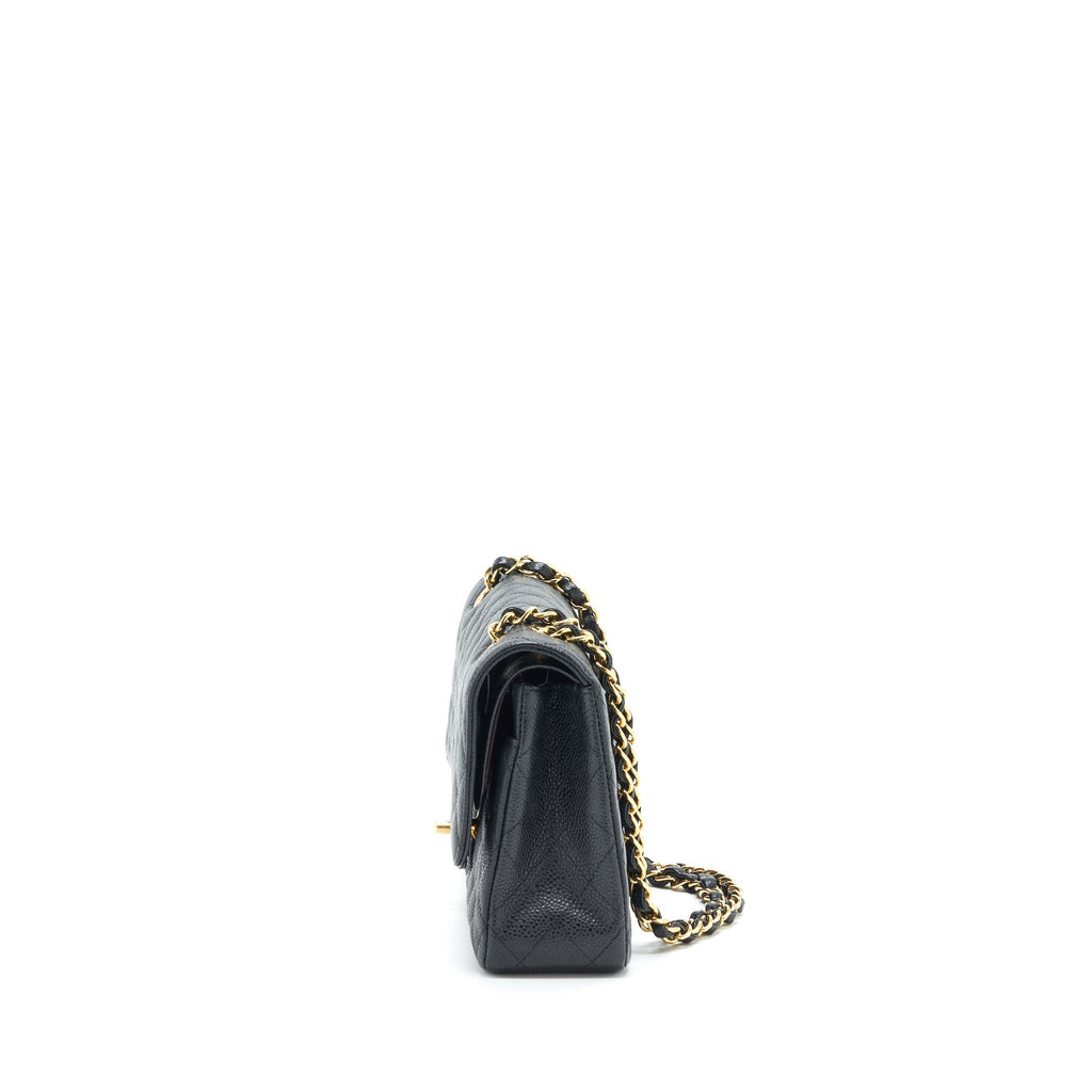 CHANEL MEDIUM CLASSIC DOUBLE FLAP BAG CAVIAR BLACK GHW