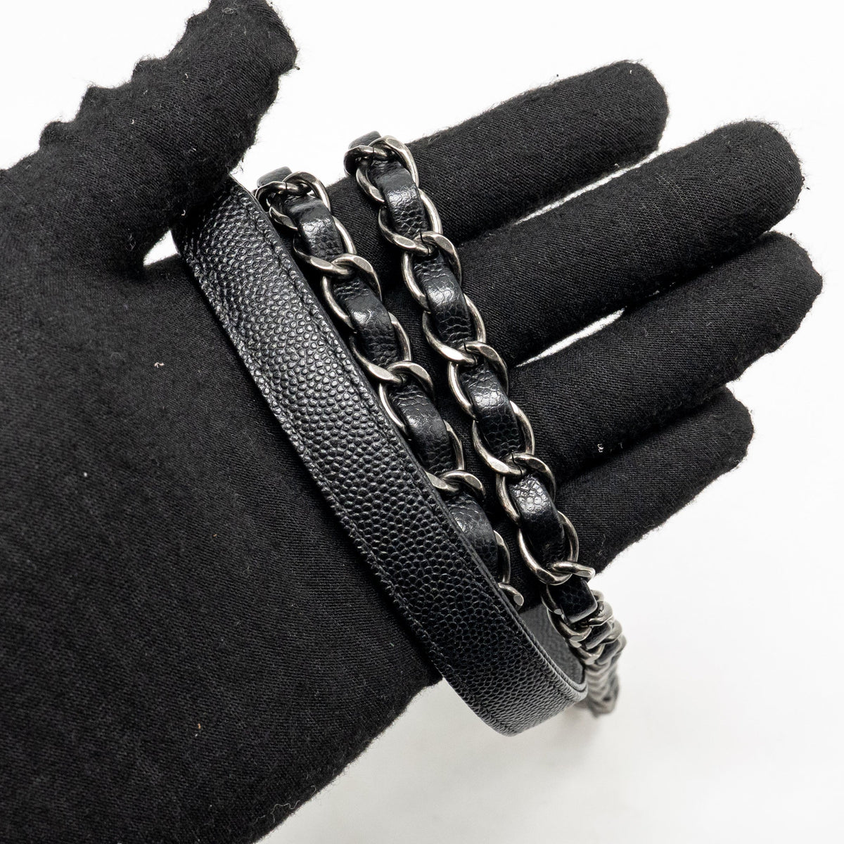 Chanel Large Coco Handle Flap Bag Lizard Embossed Handle Caviar Black Ruthenium Hardware