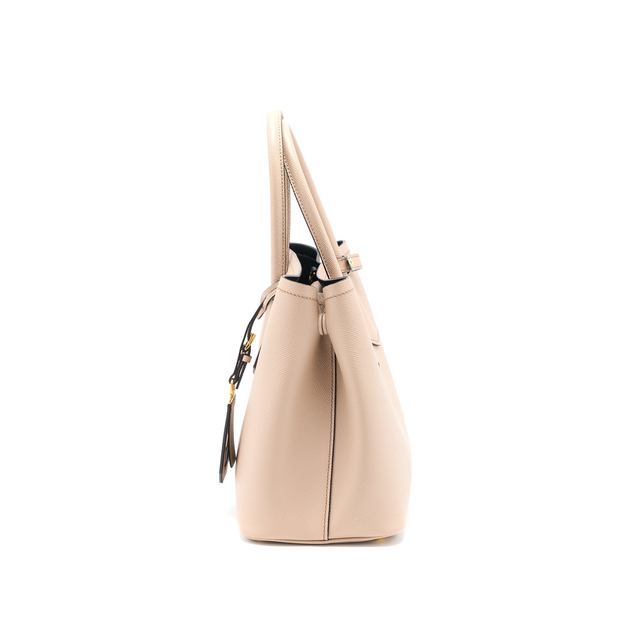 PRADA SAFFIANO CUIR TOTE BAG CALFSKIN CAMMEO/NERO GHW