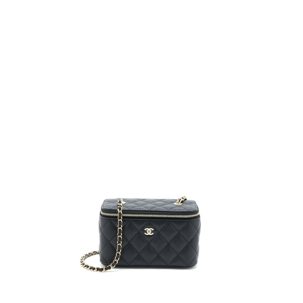 CHANEL LONG VANITY WITH CHAIN CAVIAR BLACK LGHW (MICROCHIP)