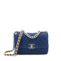 CHANEL 22P DENIM 19 BAG SMALL DARK BLUE