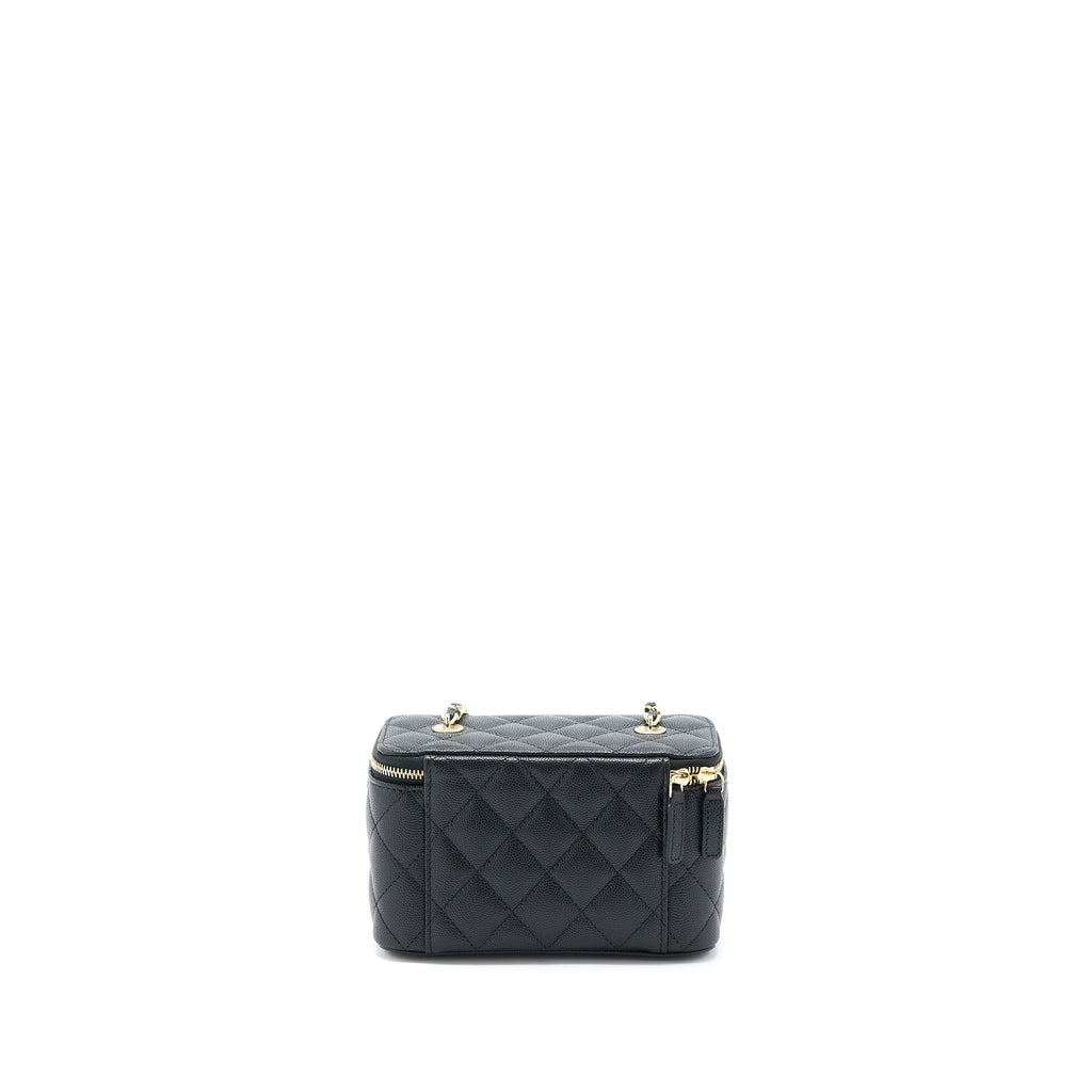 CHANEL LONG VANITY WITH CHAIN CAVIAR BLACK LGHW (MICROCHIP)