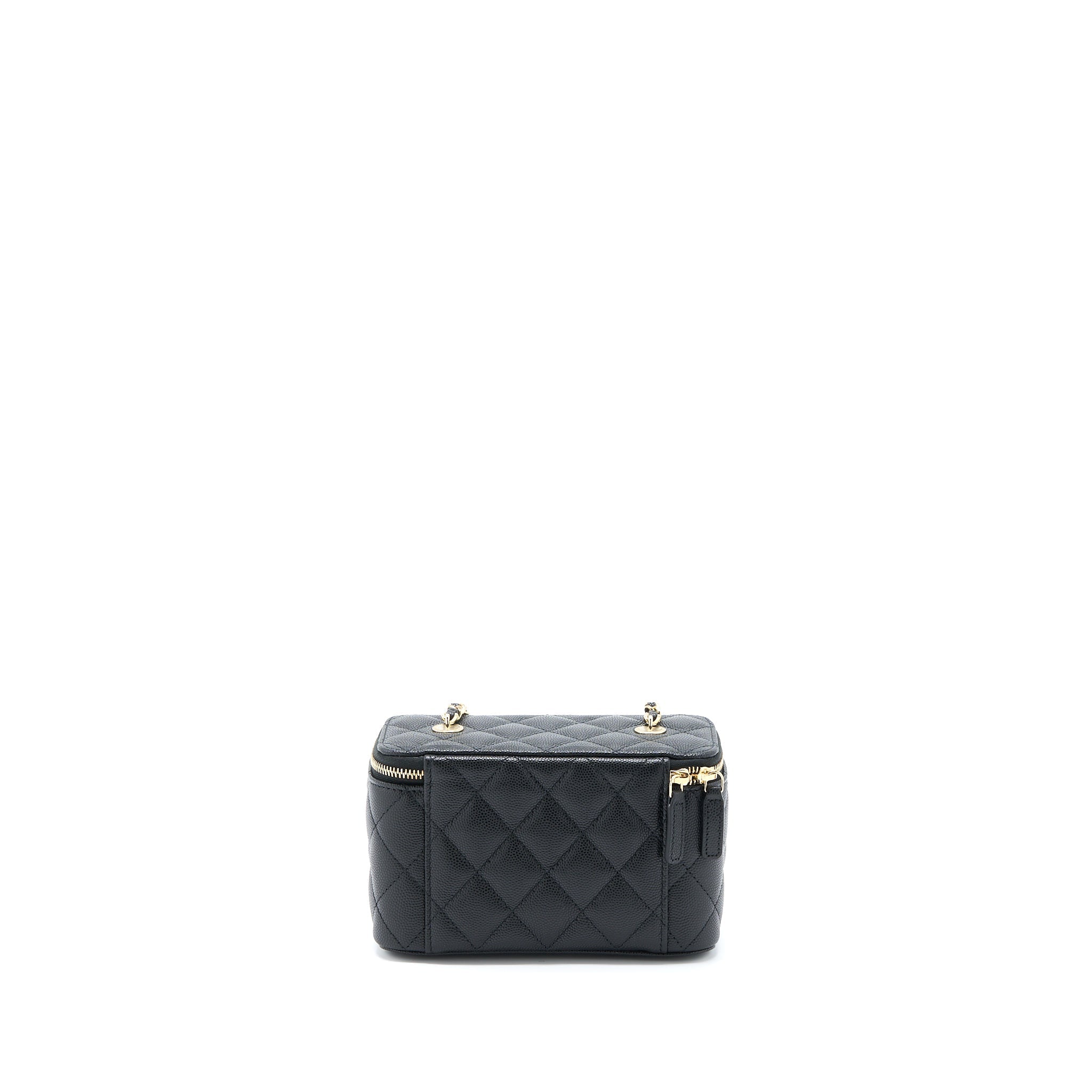 CHANEL LONG VANITY WITH CHAIN CAVIAR BLACK LGHW (MICROCHIP)