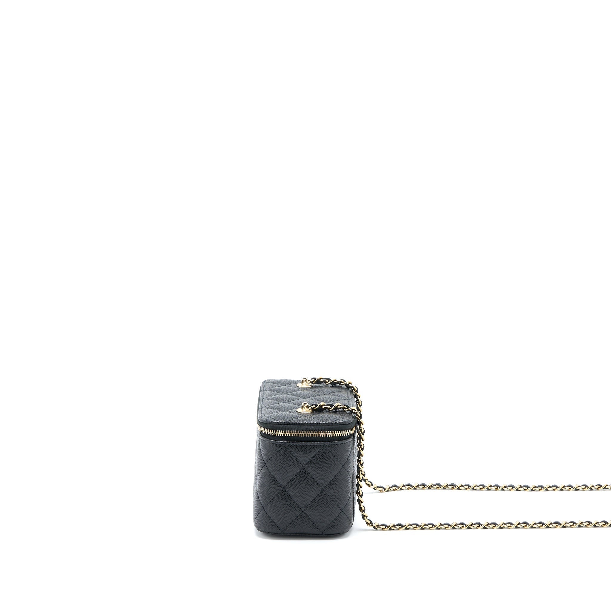 CHANEL LONG VANITY WITH CHAIN CAVIAR BLACK LGHW (MICROCHIP)