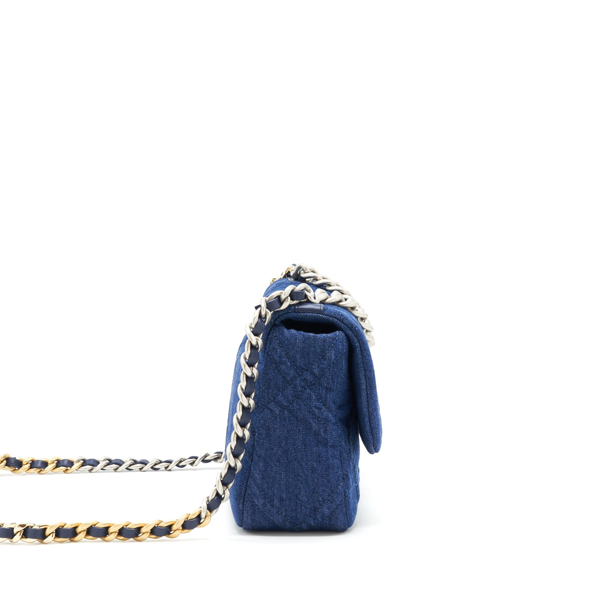CHANEL 22P DENIM 19 BAG SMALL DARK BLUE