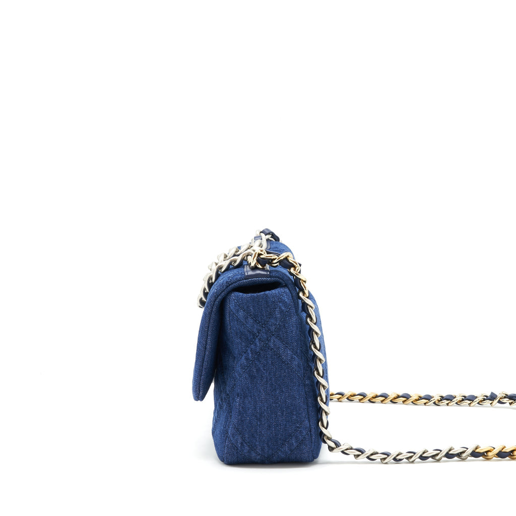 CHANEL 22P DENIM 19 BAG SMALL DARK BLUE