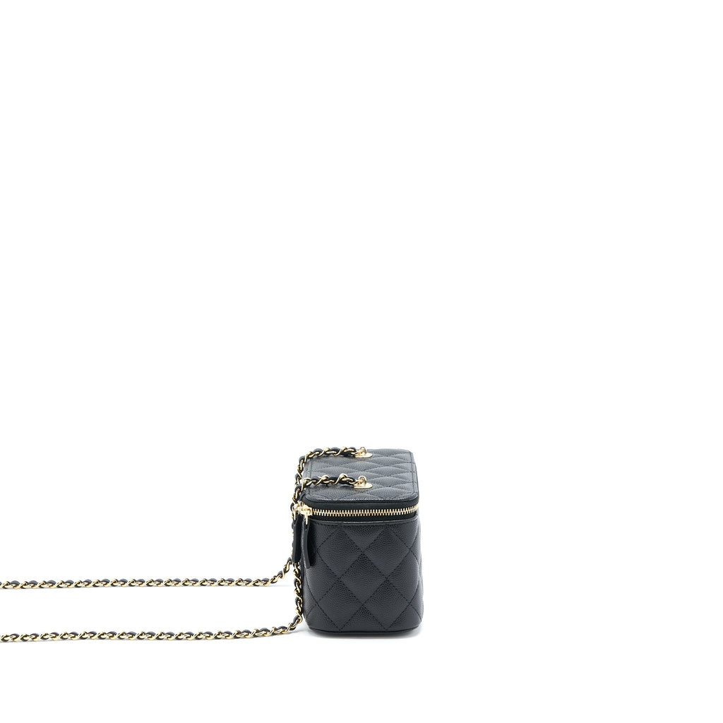 CHANEL LONG VANITY WITH CHAIN CAVIAR BLACK LGHW (MICROCHIP)
