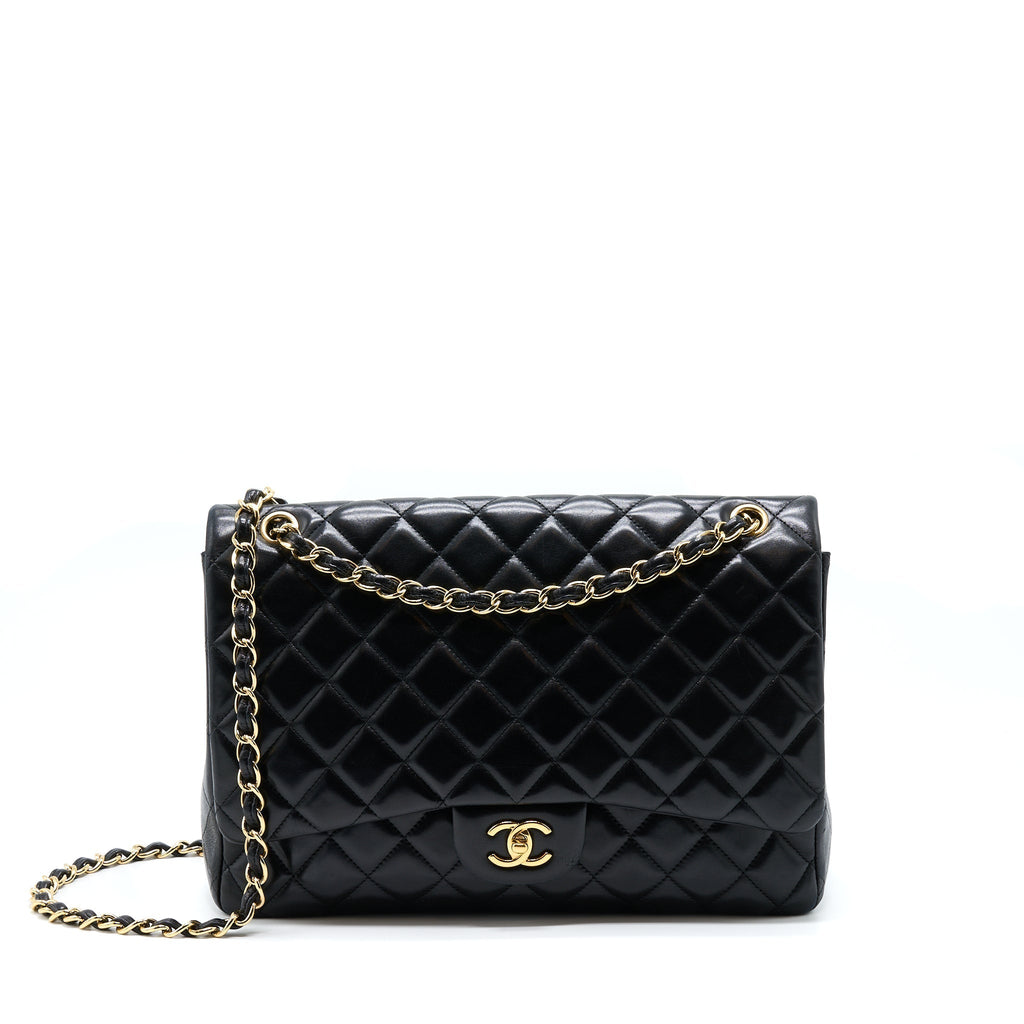 CHANEL MAXI CLASSIC FLAP BAG LAMBSKIN BLACK GHW