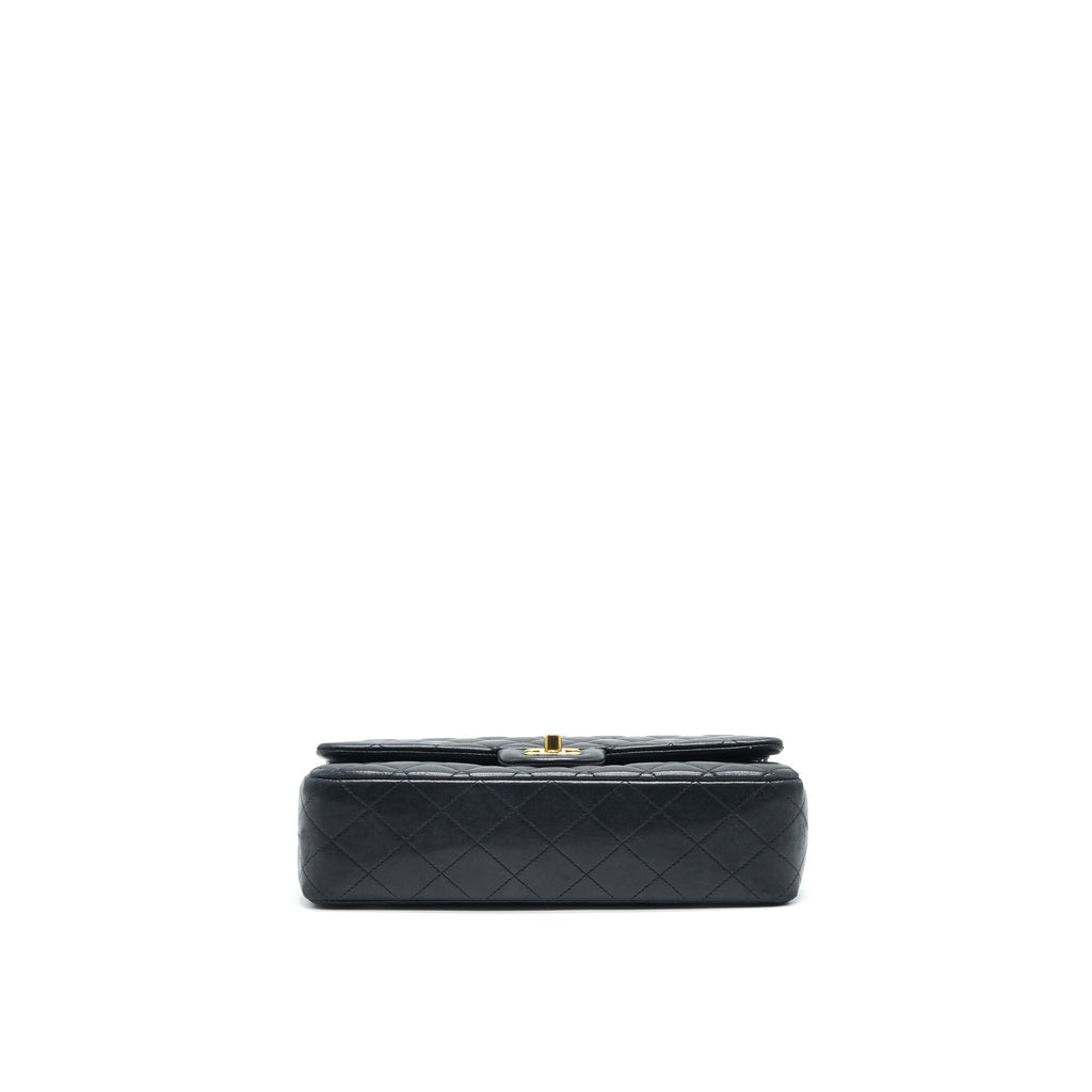 CHANEL CLASSIC DOUBLE FLAP BAG LAMBSKIN MEDIUM BLACK GHW SERIAL 19