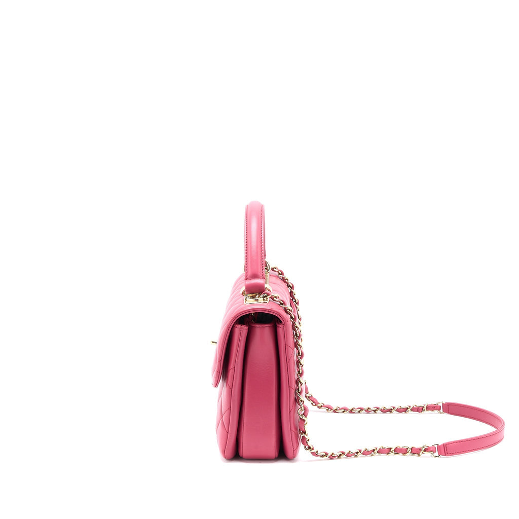 CHANEL TOP HANDLE TRENDY CC FLAP BAG LAMBSKIN PINK LGHW