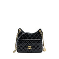 CHANEL 23C HOBO BAG SHINY CALFSKIN BLACK BRUSHED GHW(MICROCHIP)