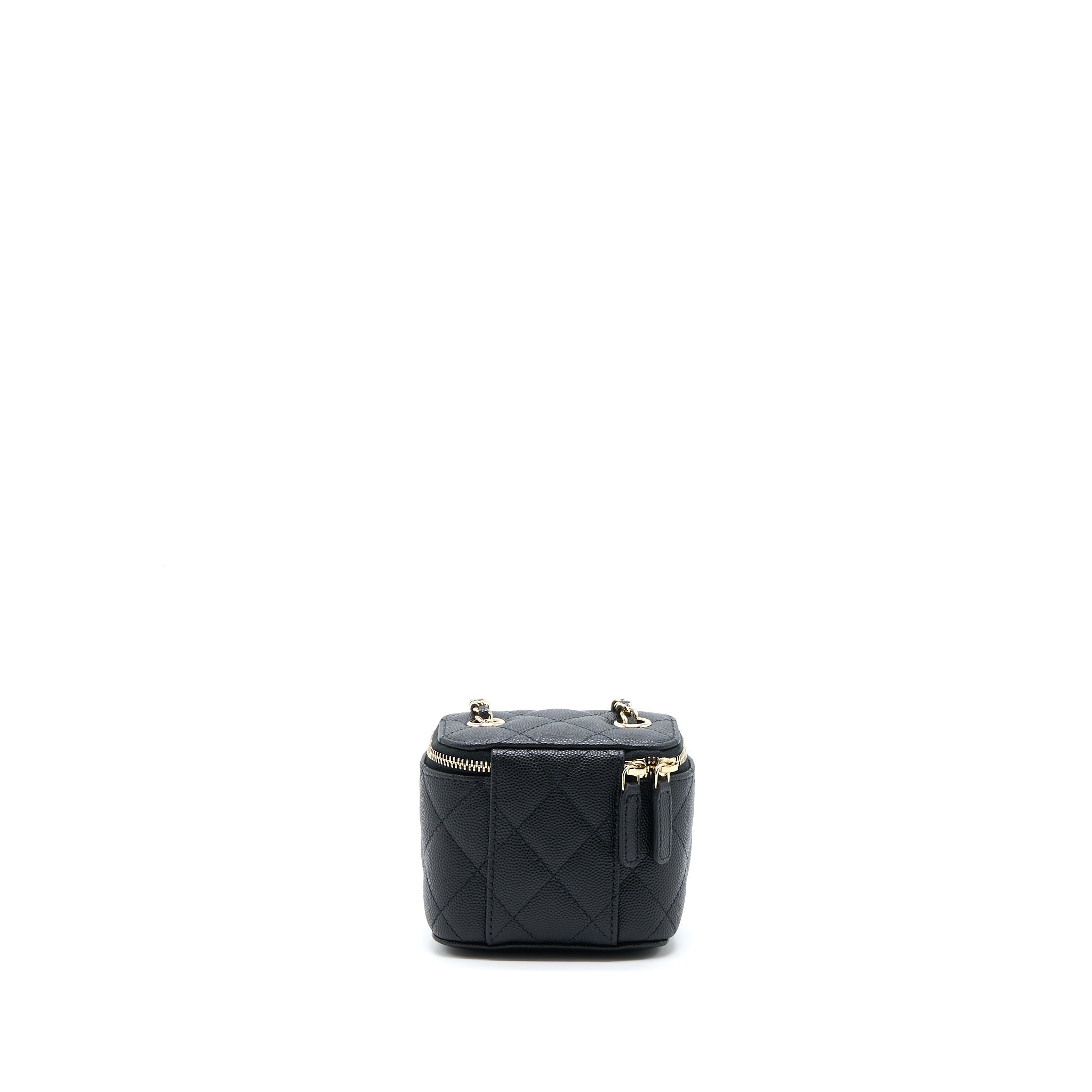 CHANEL MINI SQUARE VANITY CASE CAVIAR BLACK LGHW