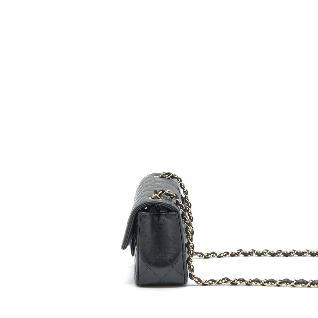 CHANEL MINI RECTANGULAR FLAP BAG LAMBSKIN BLACK LGHW (MICROCHIP)