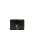 SAINT LAURENT CASSANDRA CHAIN BAG CROC EMBOSSED LEATHER BLACK GHW