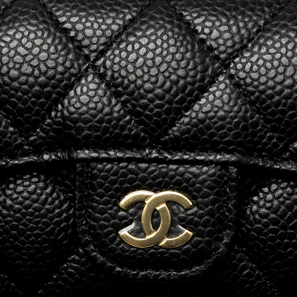 CHANEL CLASSIC FLAP CARD HOLDER CAVIAR BLACK GHW (MICROCHIP)