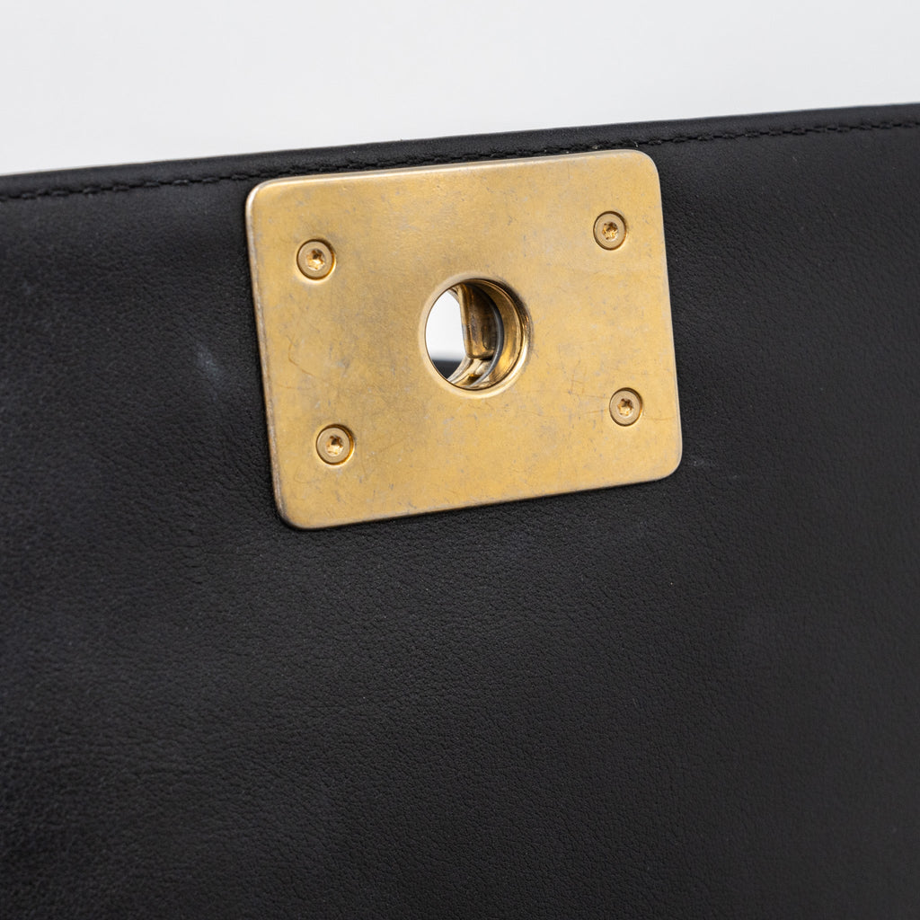 CHANEL SMALL BOY BAG CALFSKIN BLACK GHW
