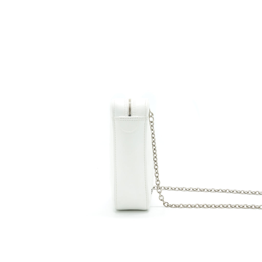 BALENCIAGA TRIANGLE MINI CHAIN CROSSBODY BAG WHITE