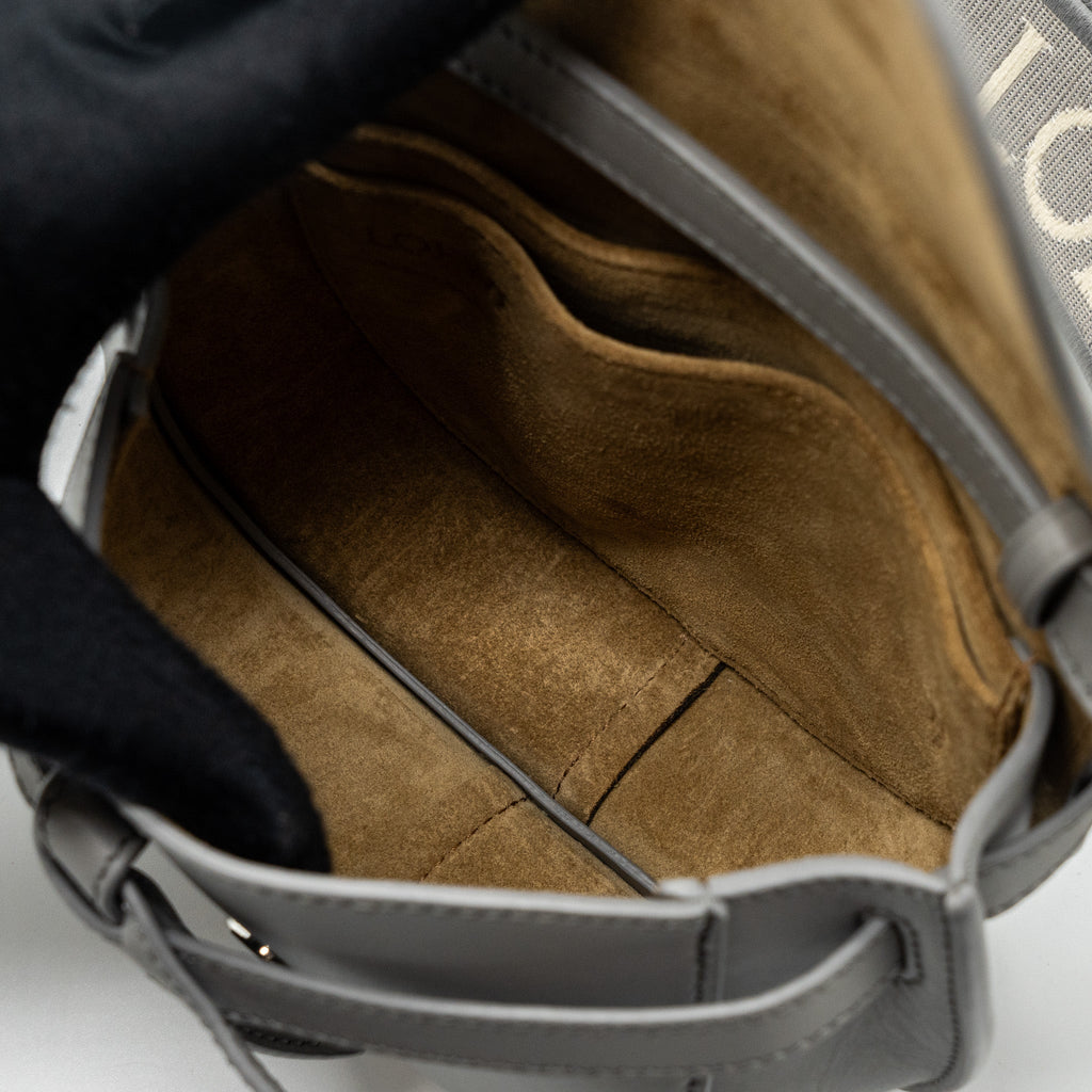 LOEWE MINI GATE DUAL BAG CALFSKIN PEARL GREY SHW