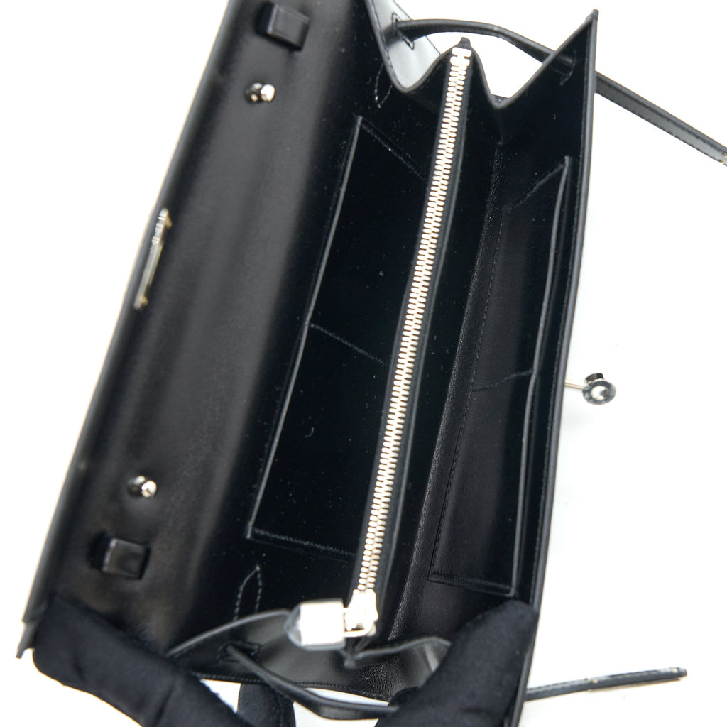 Hermes Kelly To Go Box Leather Black SHW