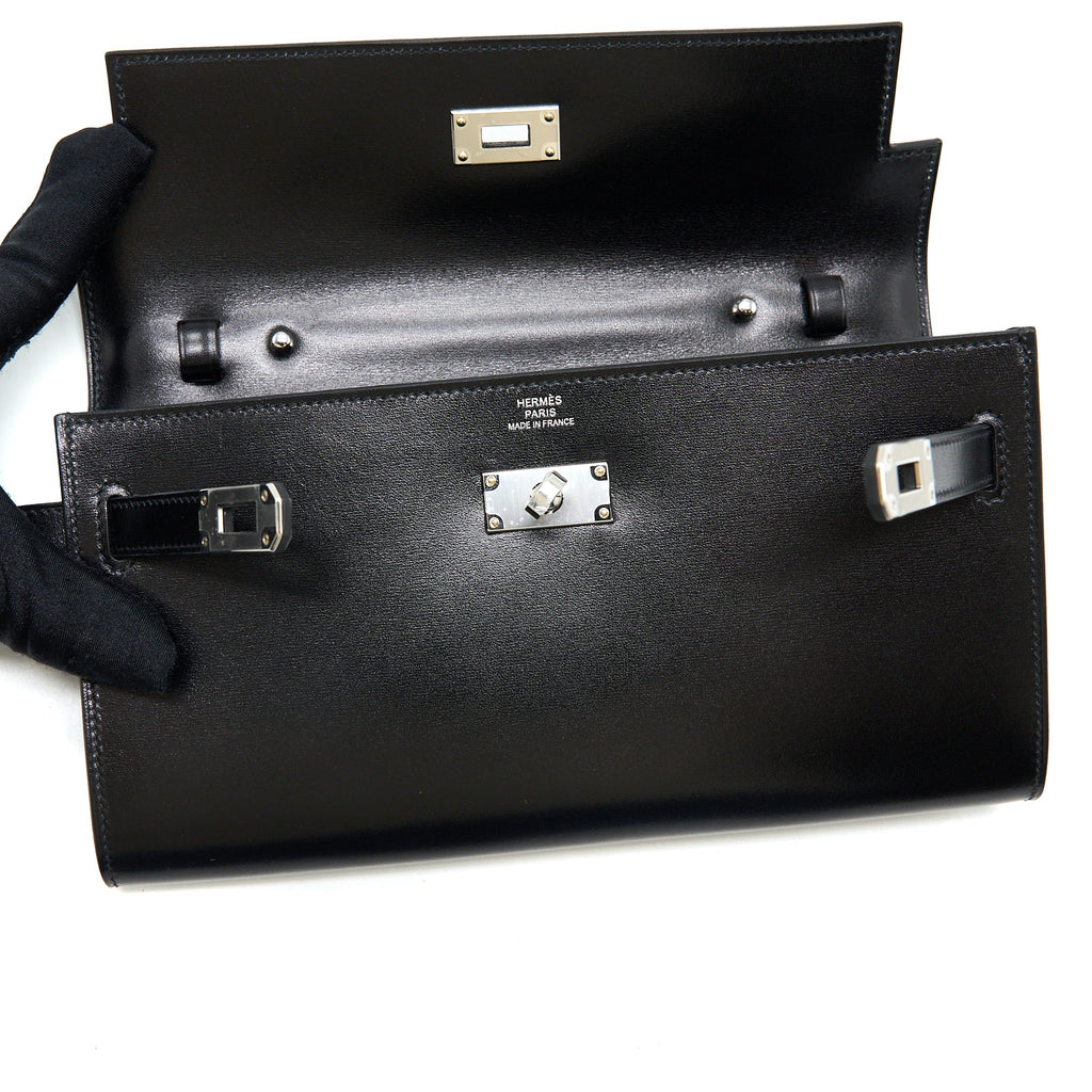 Hermes Kelly To Go Box Leather Black SHW