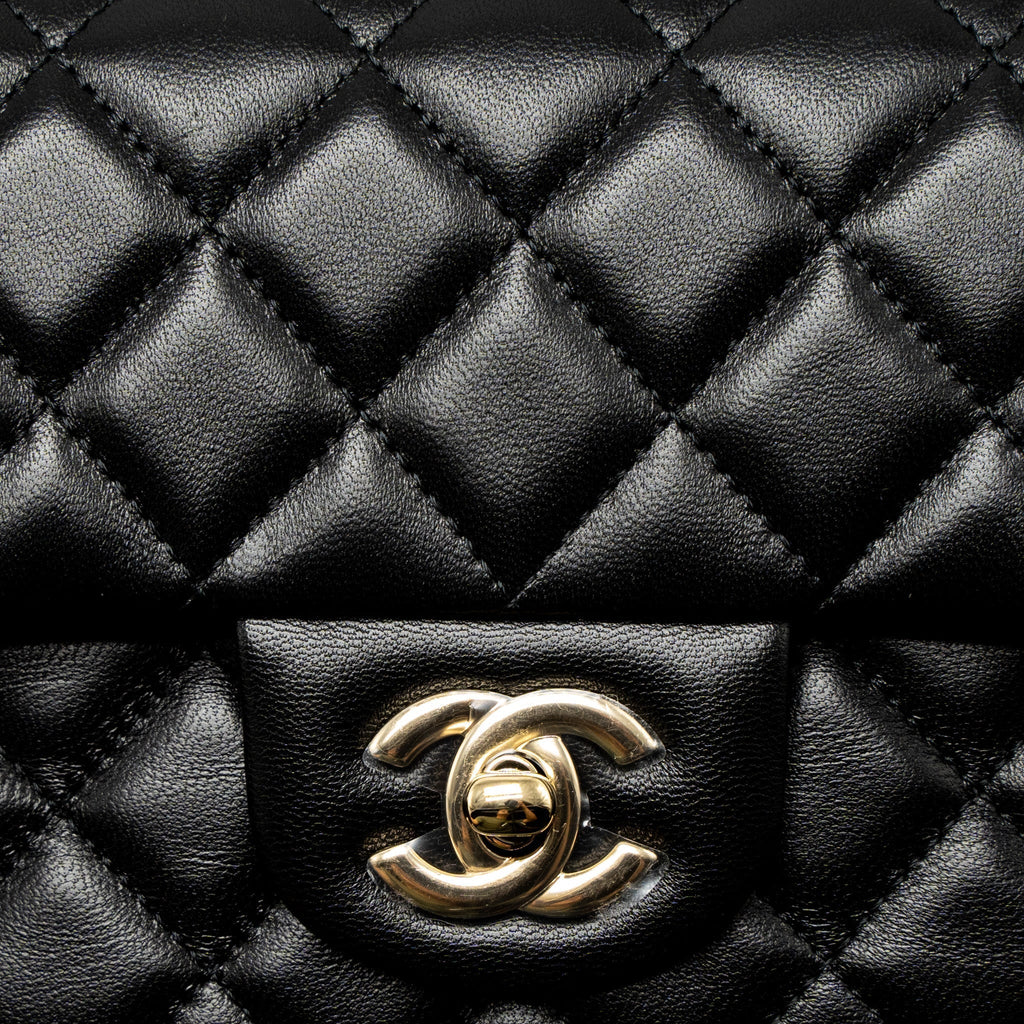 CHANEL CLASSIC MINI RECTANGULAR FLAP BAG LAMBSKIN BLACK LGHW (MICROCHIP)