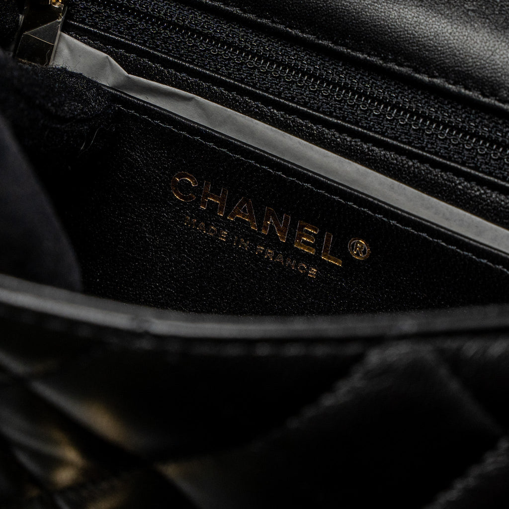 CHANEL CLASSIC MINI RECTANGULAR FLAP BAG LAMBSKIN BLACK LGHW (MICROCHIP)
