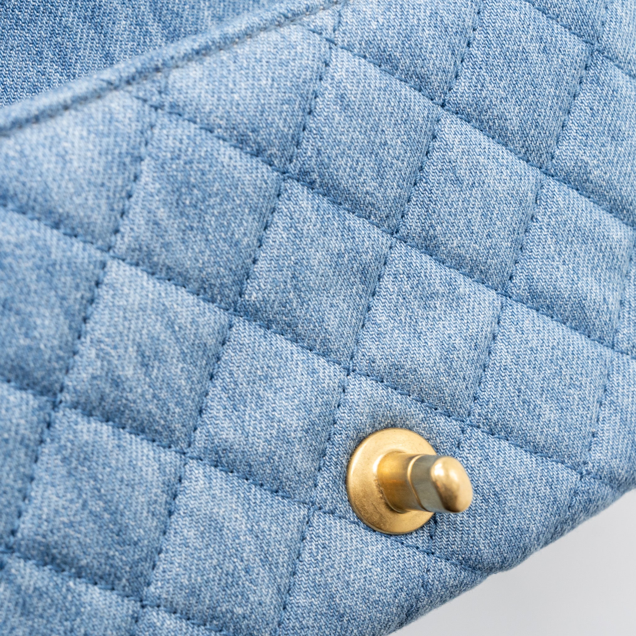 CHANEL 22C DENIM PEARL CRUSH MINI SQUARE FLAP BAG DENIM LIGHT BLUE GHW (MICROCHIP)