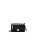 CHANEL 23C PEARL CRUSH MINI RECTANGULAR FLAP BAG LAMBSKIN BLACK BRUSHED GHW (MICROCHIP)