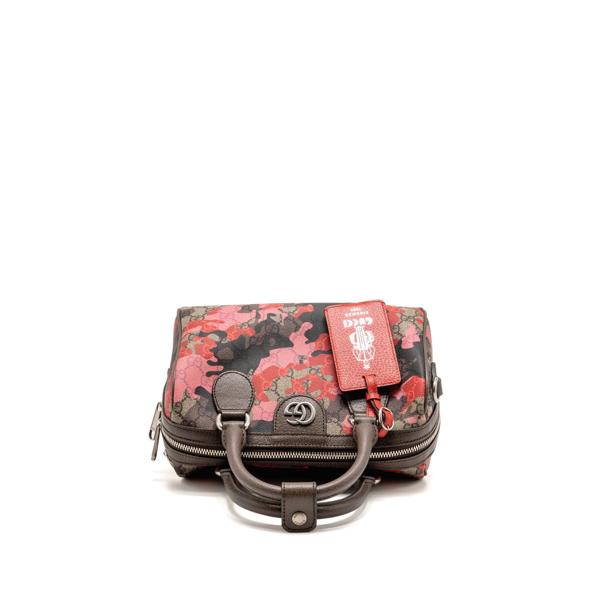 Gucci GG Camouflage Boston Bag GG Supreme Canvas/Leather Brown/Pink/Red SHW